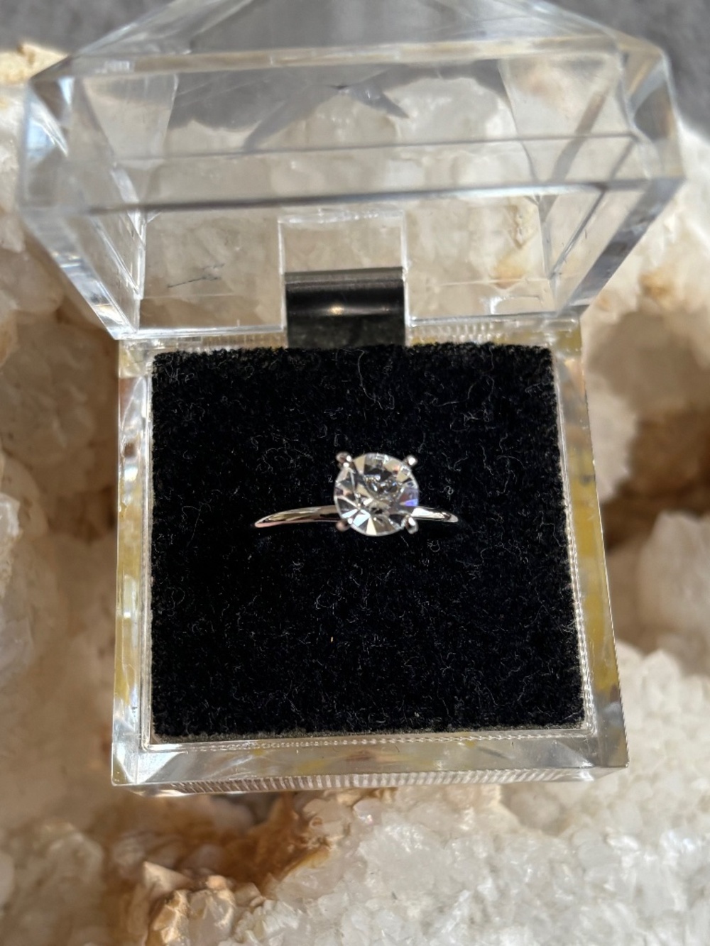 Elegant Mock Diamond Solitaire Engagement Ring Style, Size 8
